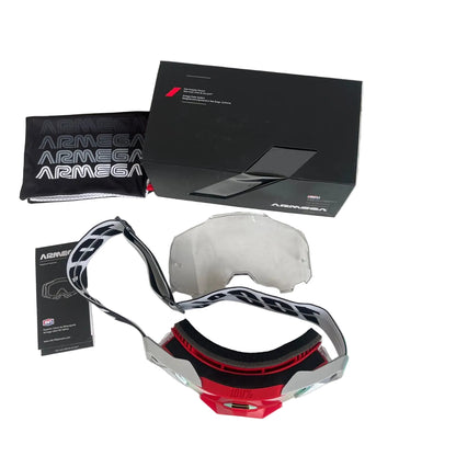 100 % AR MEGA Premium Protective Sport Goggles with Ultra HD Lens - BLACK RED TINTED