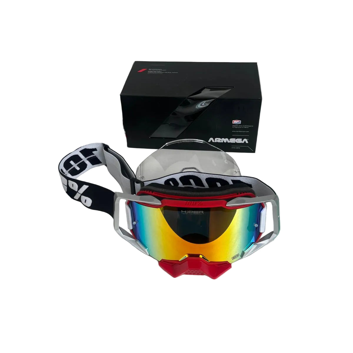 100 % AR MEGA Premium Protective Sport Goggles with Ultra HD Lens - BLACK RED TINTED