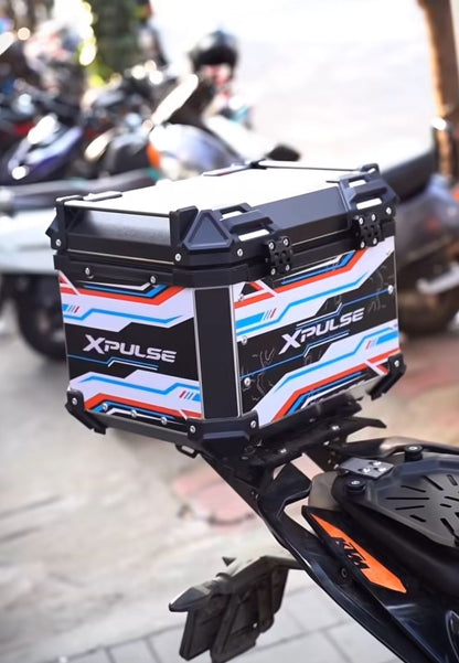 Hero Xpulse rush Aluminium Top Box 45L | Waterproof | Rustproof - Graphics - 1 YEAR WARRANTY LGP | Ideal for XPulse 200 2V - 4V - Pro - Rally Series