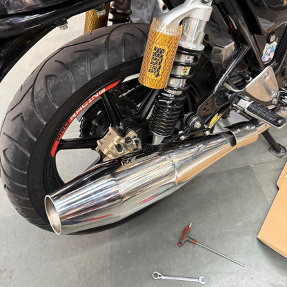 MK Racing Chrome Stainless Steel Slip-On Twin Exhaust Muffler Kit for Royal Enfield Interceptor 650 & Continental GT 650 ( with DB Killer )