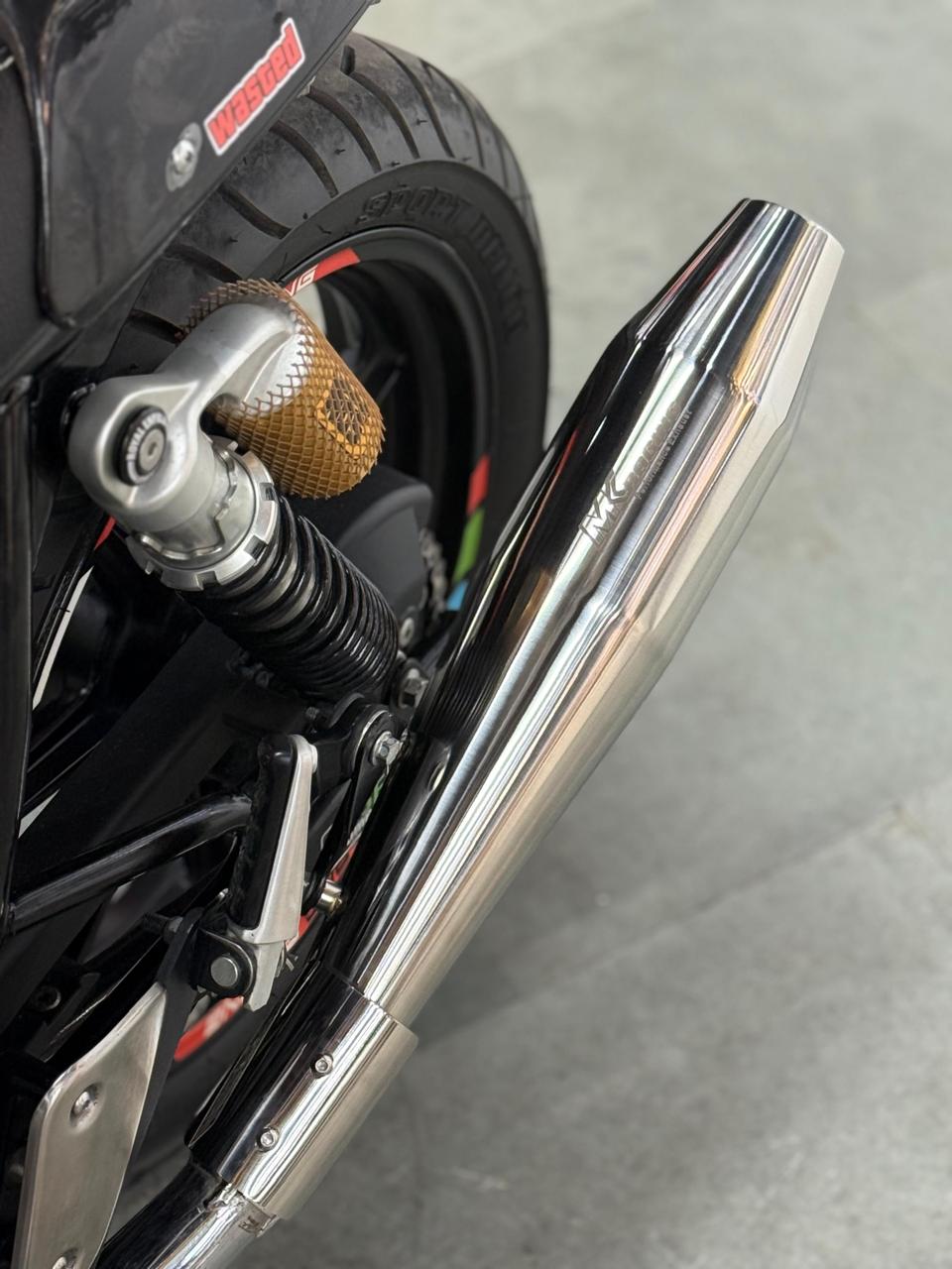 MK Racing Chrome Stainless Steel Slip-On Twin Exhaust Muffler Kit