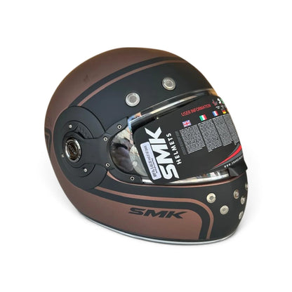 SMK Retro 7 Matt Black Copper Helmet - MA720 - Pinlock 70 - ECE 22.06 Certified