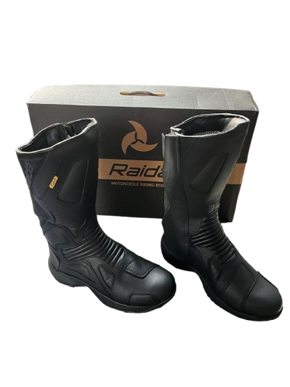 Raida Explorer Motorcycle Riding Boots | Ankle, Shin, & Heel Protection | Memory Foam Insole | Leather | 6 months warranty - BLACK