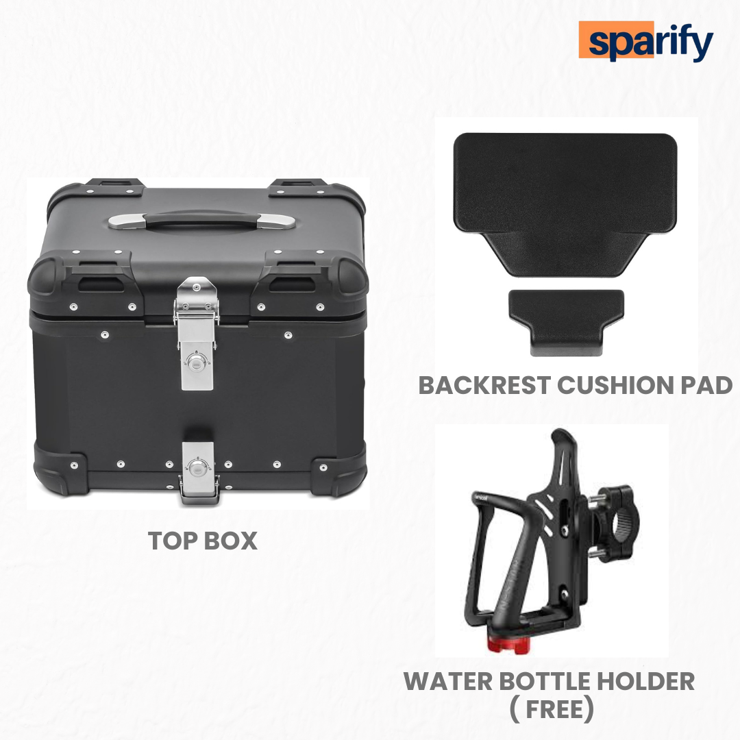 LGP Premium Aluminium Top Case | NERO EDITION ( Top Box ) | Bevelled corner | 45L - BLACK ( COMPATIBLE FOR ALL MOTORCYCLE ) - 1 YEAR WARRANTY