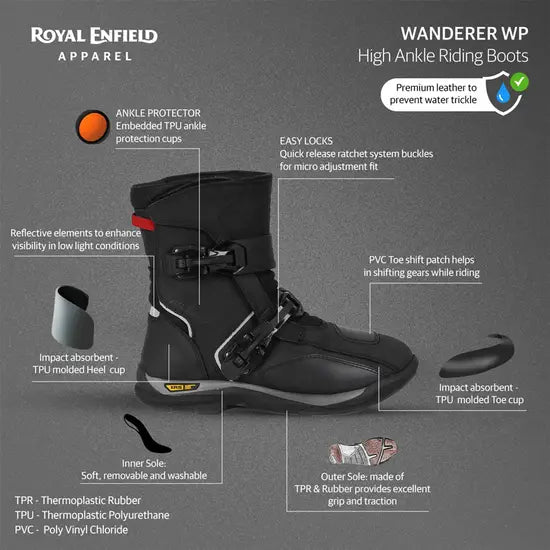Royal Enfield WP Wanderer waterproof Riding Boots