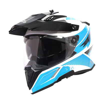 ROYAL ENFIELD OFF ROADING OPTIMUS DUAL SPORT MOTOCROSS HELMET - White Blue