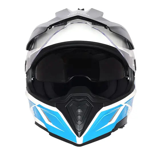 ROYAL ENFIELD OFF ROADING OPTIMUS DUAL SPORT MOTOCROSS HELMET - White Blue
