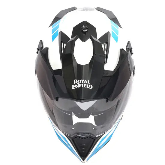 ROYAL ENFIELD OFF ROADING OPTIMUS DUAL SPORT MOTOCROSS HELMET - White Blue
