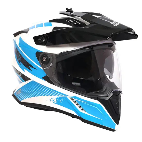 ROYAL ENFIELD OFF ROADING OPTIMUS DUAL SPORT MOTOCROSS HELMET - White Blue