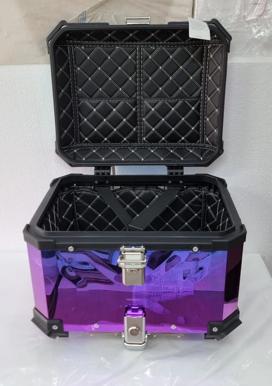 LGP rainbow large capacity aluminium top box 45 ltrs (fits all motorcycle) - color plating premium top box
