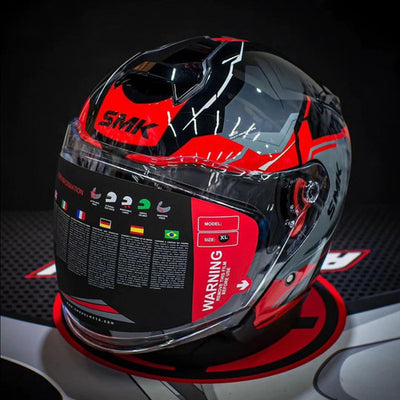 SMK GTJ Escape open face half helmet - Black Red Grey Gloss (GL236)