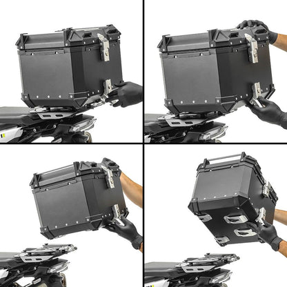 TAANC Nomad Forge Folding Top Box – Stealth Black | 45L Aluminium Adventure WP Motorcycle Storage Box