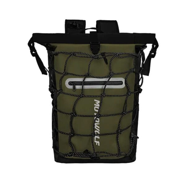 MOTOWOLF MB3 ADV EDITION | 30 litres | Portable nets | Expandable | Waterproof Riding Backpack with Net Bag Hydration Drinking Straw Water Storage Bag - Olive Green