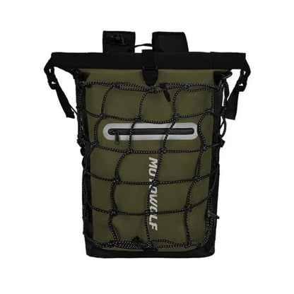 MOTOWOLF MB3 ADV EDITION | 30 litres | Portable nets | Expandable | Waterproof Riding Backpack with Net Bag Hydration Drinking Straw Water Storage Bag - Olive Green