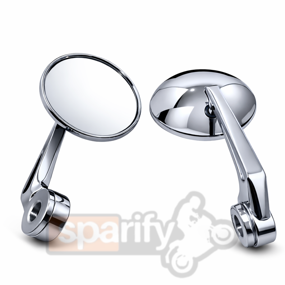 BAR END SIDE MIRRORS V2 – CHROME SET OF -2 (ROYAL ENFIELD) COMPATIBLE FOR GT 650 / INTERCEPTOR 650 / HUNTER 350 / SUPER METEOR 650 (HEAVYDUTY)