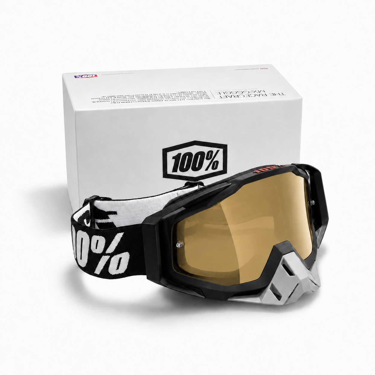 100% | Motocross & mountain biking Goggles | GREY BLACK GOLD TINT - 1 YEAR WARRANTY