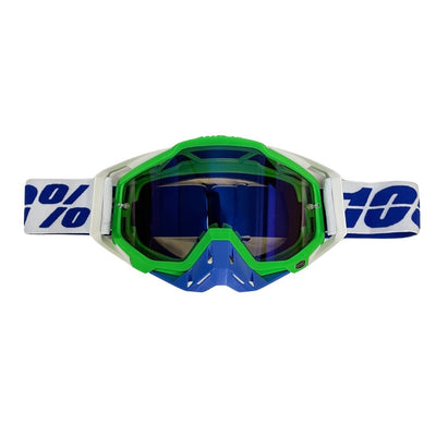 100% The Motocross & Mountain Biking  MX Goggle – Green white (tinted) - 1 YEAR WARRANTY