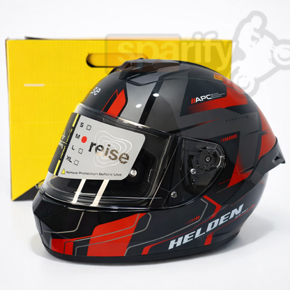 Reise Helden Full Face Riding Helmet | ISI/DOT/ECE Certified | European Design | Bluetooth Ready | Polycarbonate Shell - Red / Black Gloss