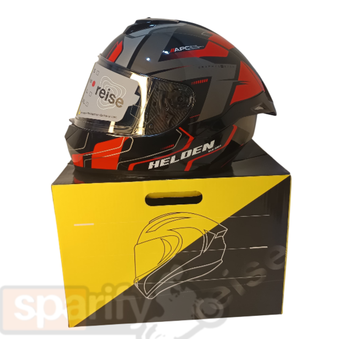 Reise Helden Full Face Riding Helmet | ISI/DOT/ECE Certified | European Design | Bluetooth Ready | Polycarbonate Shell - Red / Black Gloss