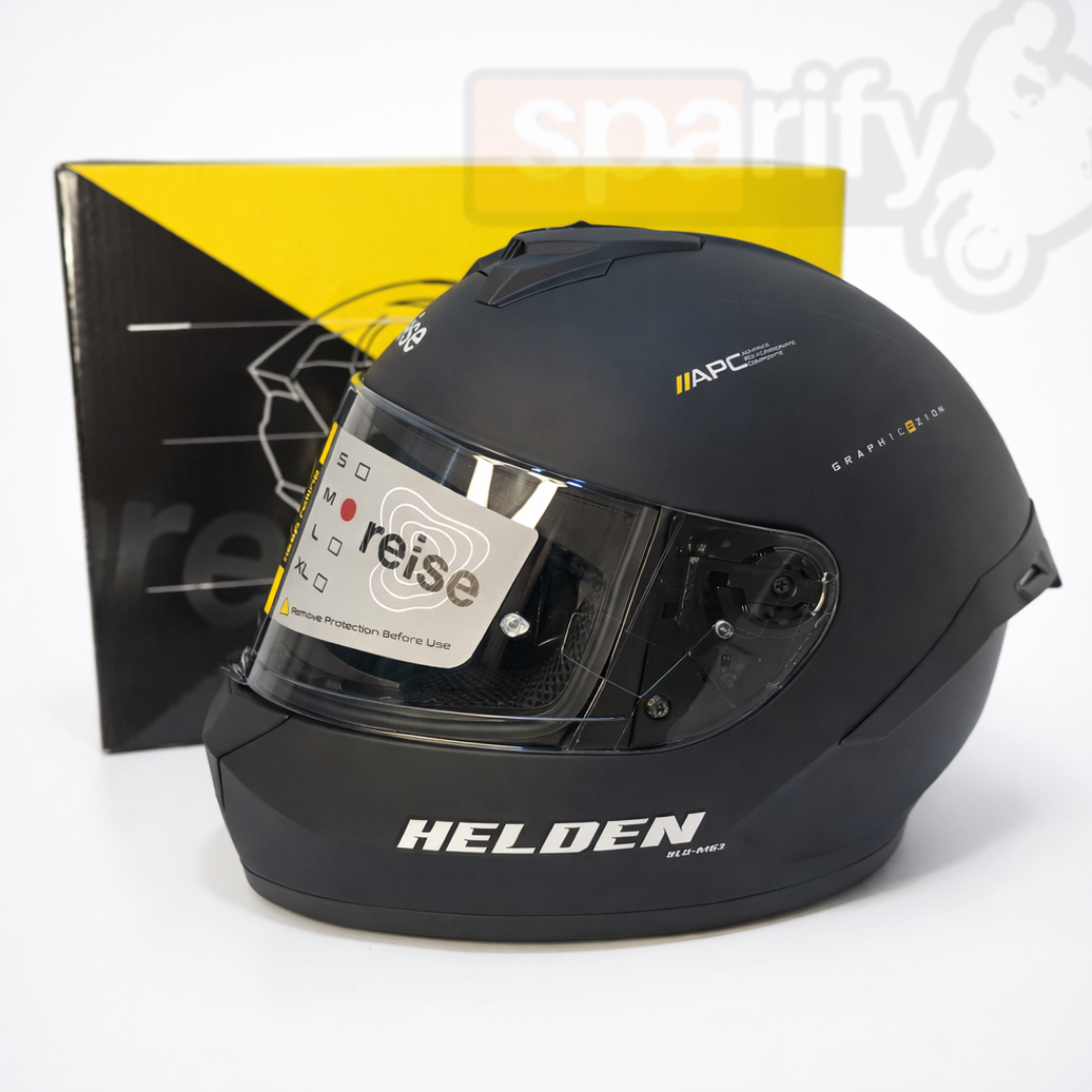 Reise Helden Full Face Riding Helmet | ISI/DOT/ECE Certified | European Design | Bluetooth Ready | Polycarbonate Shell -  Matte Black