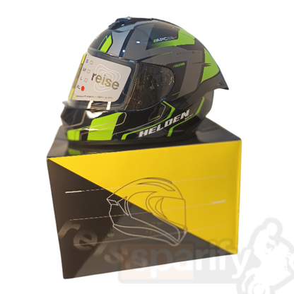 Reise Helden Full Face Riding Helmet | ISI/DOT/ECE Certified | European Design | Bluetooth Ready | Polycarbonate Shell - Green / Black