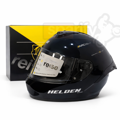 Reise Helden Full Face Riding Helmet | ISI/DOT/ECE Certified | European Design | Bluetooth Ready | Polycarbonate Shell -  Black Gloss