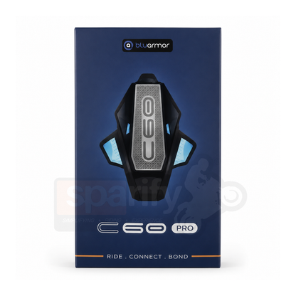 Bluarmor C60 Pro Helmet bluetooth Intercom device with ANC, Crash Detection, Direction Indicator, Earphone, GPS Navigation, Hands Free Calling, Integrated Speakers, Light Sensor, Microphone, Motion and Impact Sensors, SOS Sensor, Voice Assist