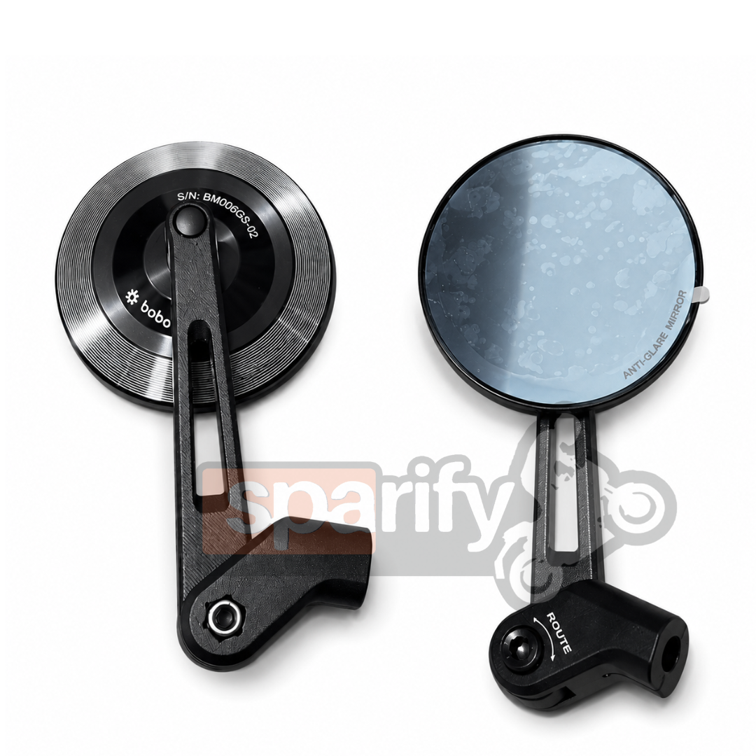 BOBO RM1-R Premium Motorcycle Rearview Mirror, Anti-Glare, Anti-Fog, 360-Degree Rotation, Multi-Angle Adjustable