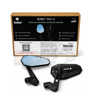 BOBO RM1-D Premium Motorcycle Rearview Mirror, Anti-Glare, Anti-Fog, 360-Degree Rotation, Multi-Angle Adjustable