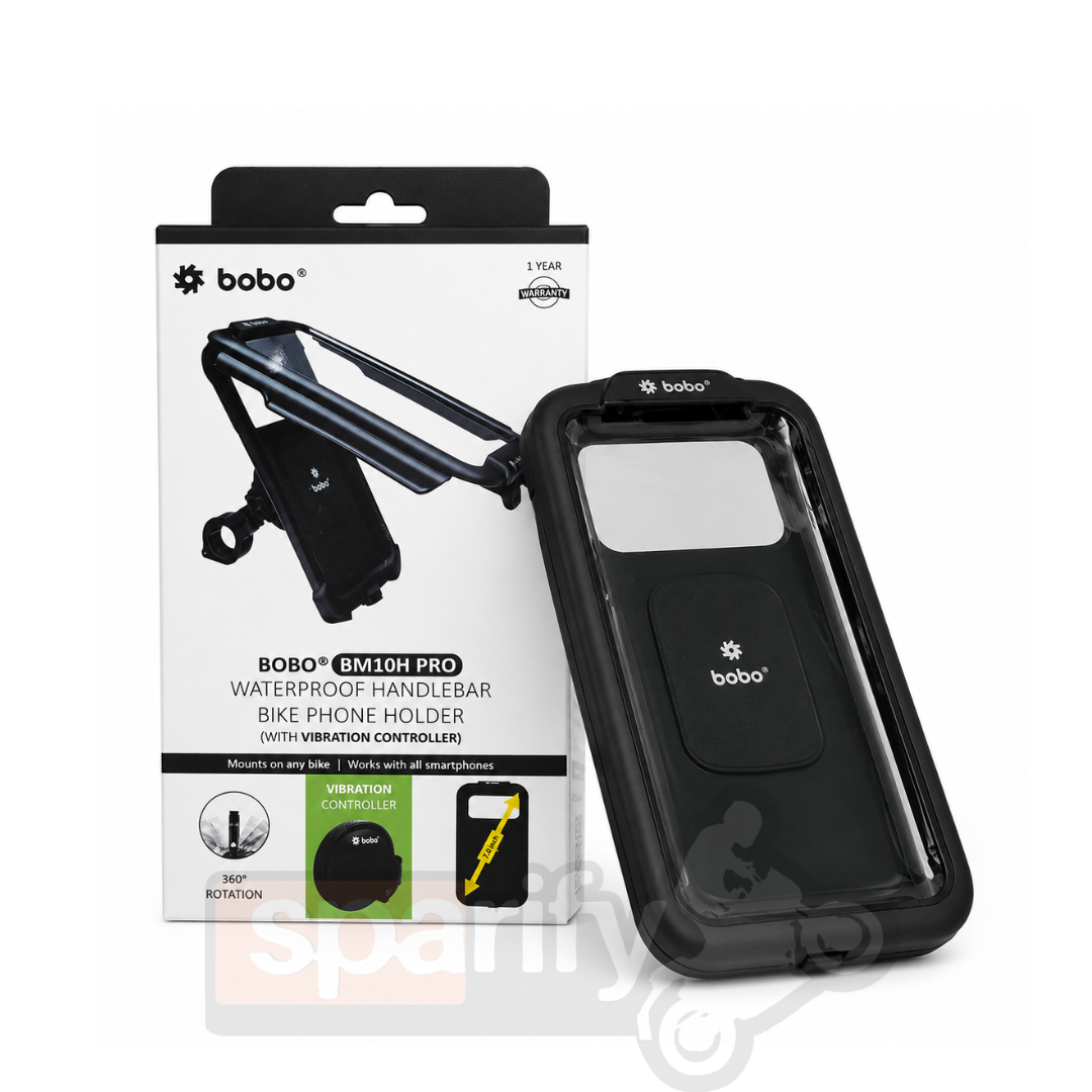 BOBO BM10H PRO Handlebar Mount with Vibration Controller, Fully Waterproof Bike/Motorcycle/Scooter Mobile Phone Holder Mount, Ideal for Maps and GPS Navigation (Black)