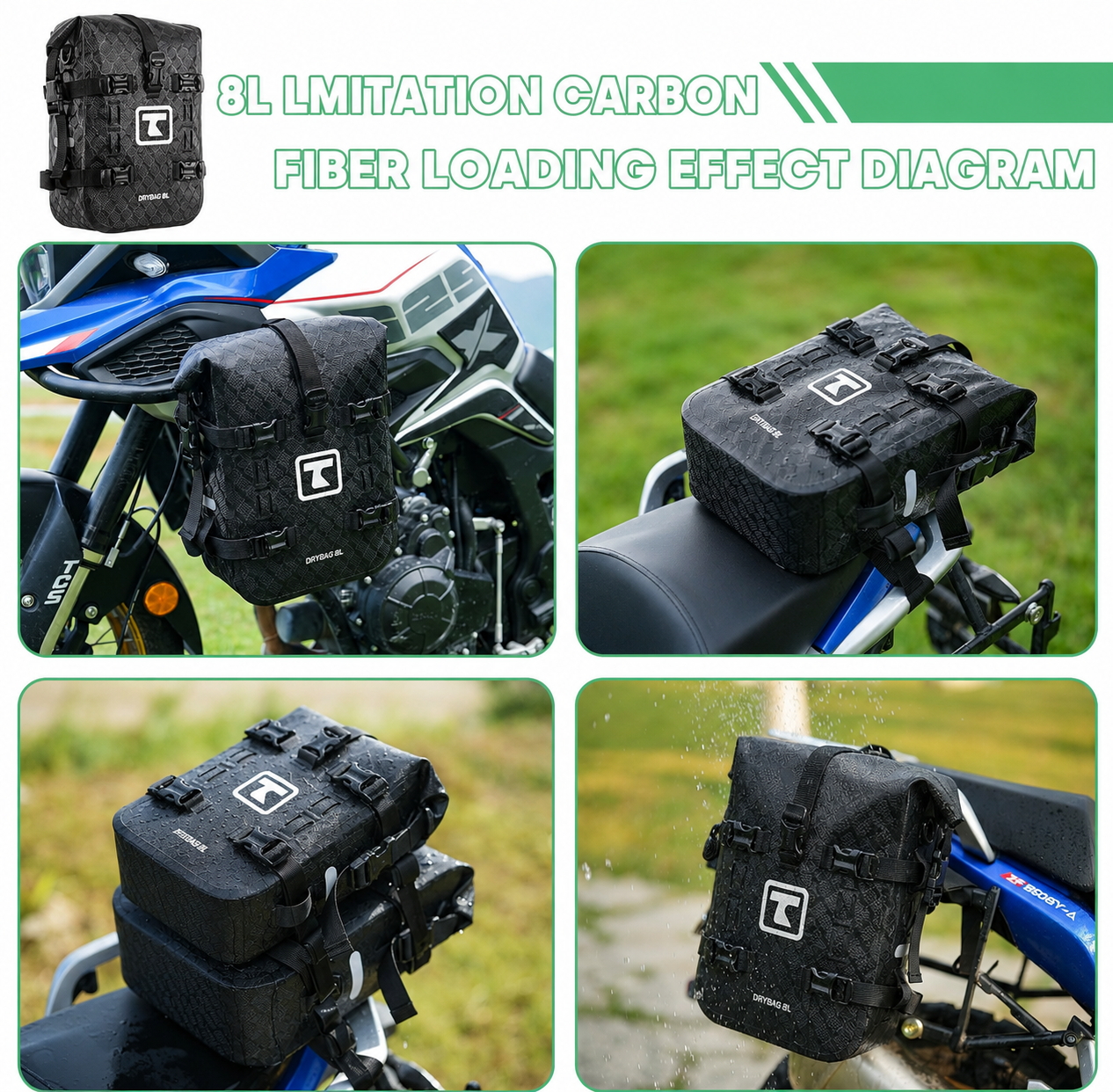 TAANC Hypertourer Combo – Waterproof Motorcycle Luggage Set with 40L Tail Bag, 30L Saddle Bags, Bumper Bag Pair & Thigh Bag - BLACK