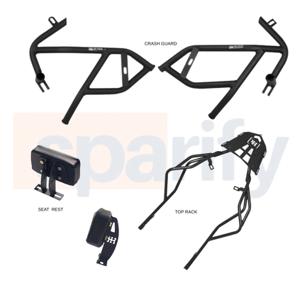 COMBO 2 R15 V4 (BLACK) Crash Guard + Grab Rail with Top Rack Seat Rest – HT EXHAUST
