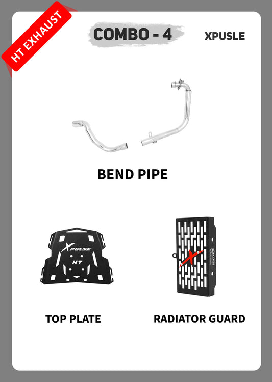 COMBO 4 XPULSE Silencer Bend Pipe + Top Rack Plate + Radiator Guard – HT EXHAUST