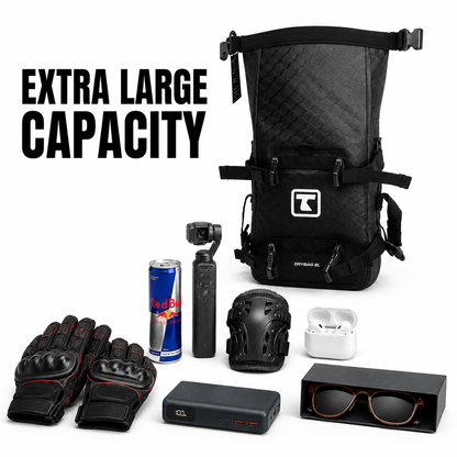 TAANC Hypertourer Combo – Waterproof Motorcycle Luggage Set with 40L Tail Bag, 30L Saddle Bags, Bumper Bag Pair & Thigh Bag - BLACK