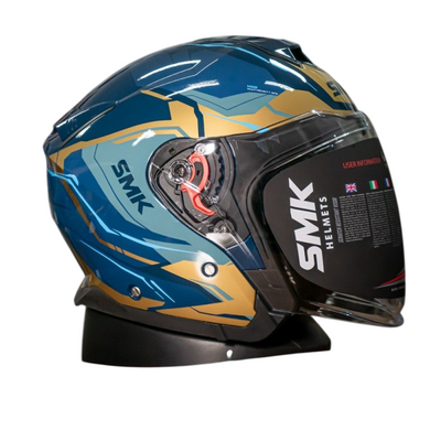 SMK GTJ Escape open face half helmet - Gloss Blue / Gold ( GL575 )
