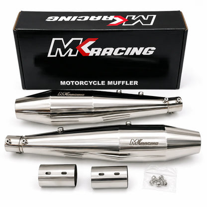 MK Racing Full System Exhaust Combo for Royal Enfield Interceptor 650 & Continental GT 650 | Twin Chrome Exhaust +  Header Pipes | ( Fits Single and Dual  O2 Sensor )
