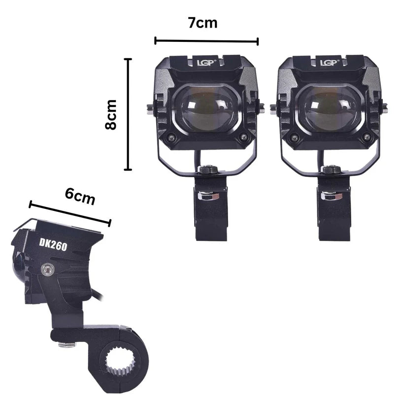 LGP FOG LAMP DK260 WITH WIRING HARNESS AND WIRED SWITCH FOR ALL BIKES | 18 MONTHS WARRANTY