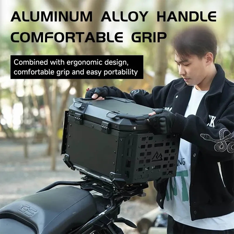 TAANC Nomad Forge Folding Top Box – Stealth Black | 45L Aluminium Adventure WP Motorcycle Storage Box