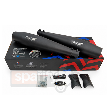 RE Interceptor 650 /GT 650 | SILVER STALLION | DYNO High Performance Exhaust System | BLACK | Twin, SS304 - LIFE TIME WARRANTY