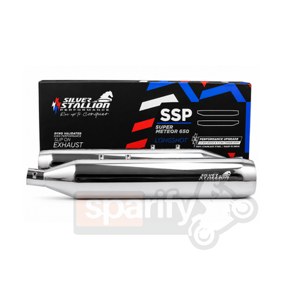 RE SUPER METEOR 650 | SILVER STALLION LONGSHORT | DYNO High Performance Exhaust System | POLISH- LIFE TIME WARRANTY