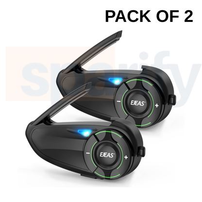 EJEAS Q8  ( DUAL PACK )    Motorcycle Mesh Intercom, 6 Riders Group Talking at The Same Time - 1 year warranty