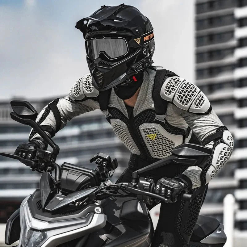 Motowolf Waterproof Mesh Body Protector | CE Level 2 Certified | Four Season | PG1 | Motorcycle Jackets | Anti Fall | Off-road Riding Body Armor - GREY