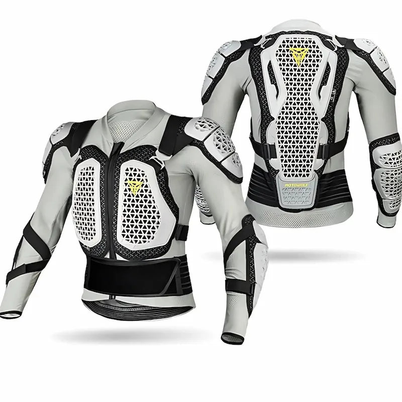 Motowolf Waterproof Mesh Body Protector | CE Level 2 Certified | Four Season | PG1 | Motorcycle Jackets | Anti Fall | Off-road Riding Body Armor - GREY