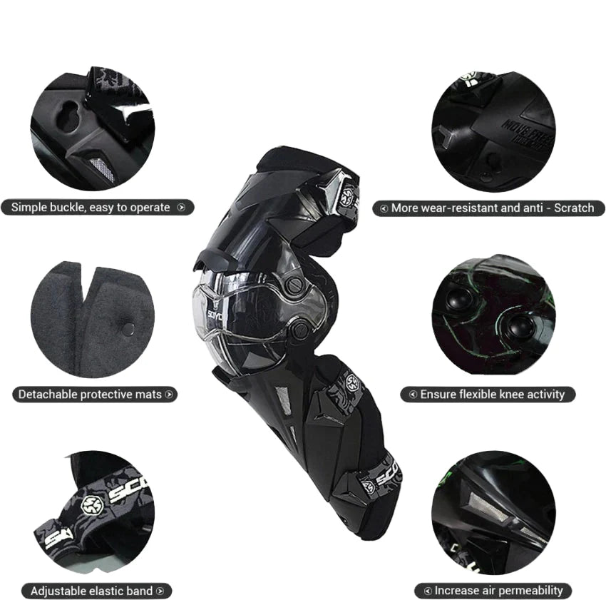 Scoyco Motorcycle Bike Racing Riding Knee Guard K12 (BLACK)