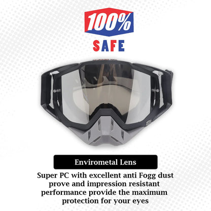 100% The Motocross & Mountain Biking  MX Goggle –BLACK GREY STRAP ( CLEAR )