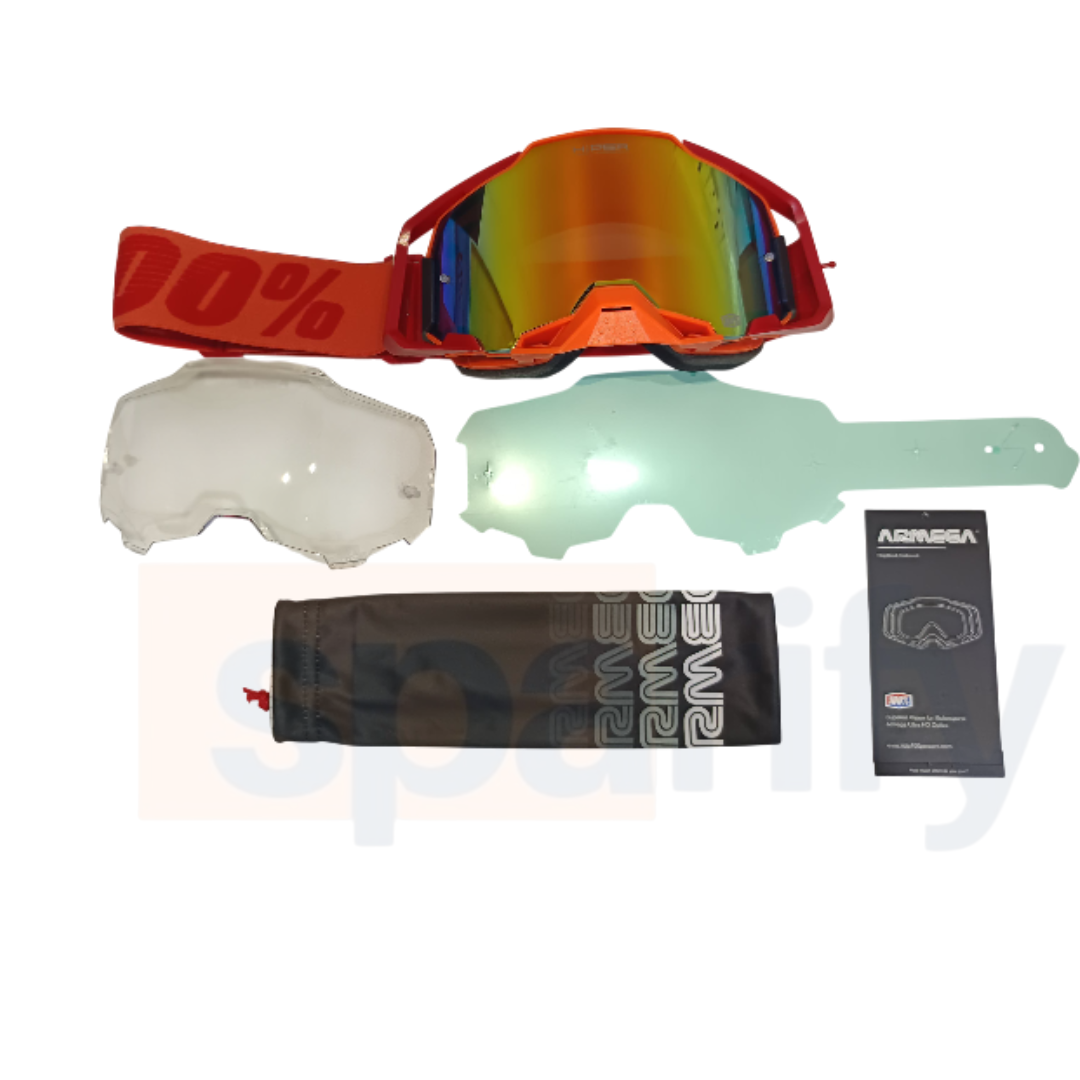 100 % AR MEGA Premium Protective Sport Goggles with Ultra HD Lens -ORANGE TINTED