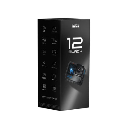 GoPro HERO12 Waterproof Action Camera with Front & Rear LCD Screens, 5.3K60 Ultra HD Video, HyperSmooth 6.0 + AutoBoost, Live Streaming with Enduro Battery (1-Yr International + 1-Yr India Warranty)