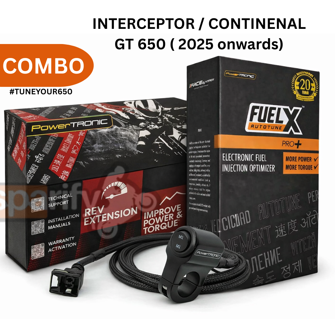 PowerTRONIC ECU + FuelX Pro+ Autotune + Map Switch Performance Combo for Royal Enfield Interceptor 650 / Continental GT 650 (2025+) | Plug & Play ECU + Fuel Injection Optimizer | Up to 25% More Power & Torque ( PACK OF 3 )