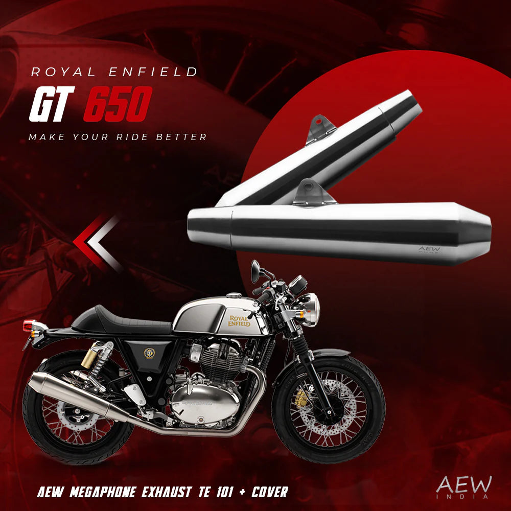 AEW TE 102 | INTERCEPTOR / CONTINENTAL GT 650 MEGAPHONE FOR INTERCEPTOR/GT 650 TE 102 STAINLESS STEEL 304 MIRROR POLISH - With DB Killers