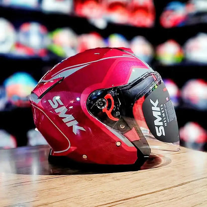 SMK GTJ Tourer open face half helmet - Red White glossy GL363